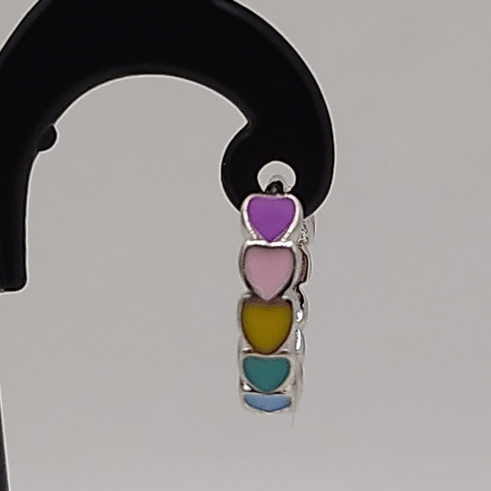Rainbow heart hoop earrings‎ (NWOT) - Picture 5 of 8